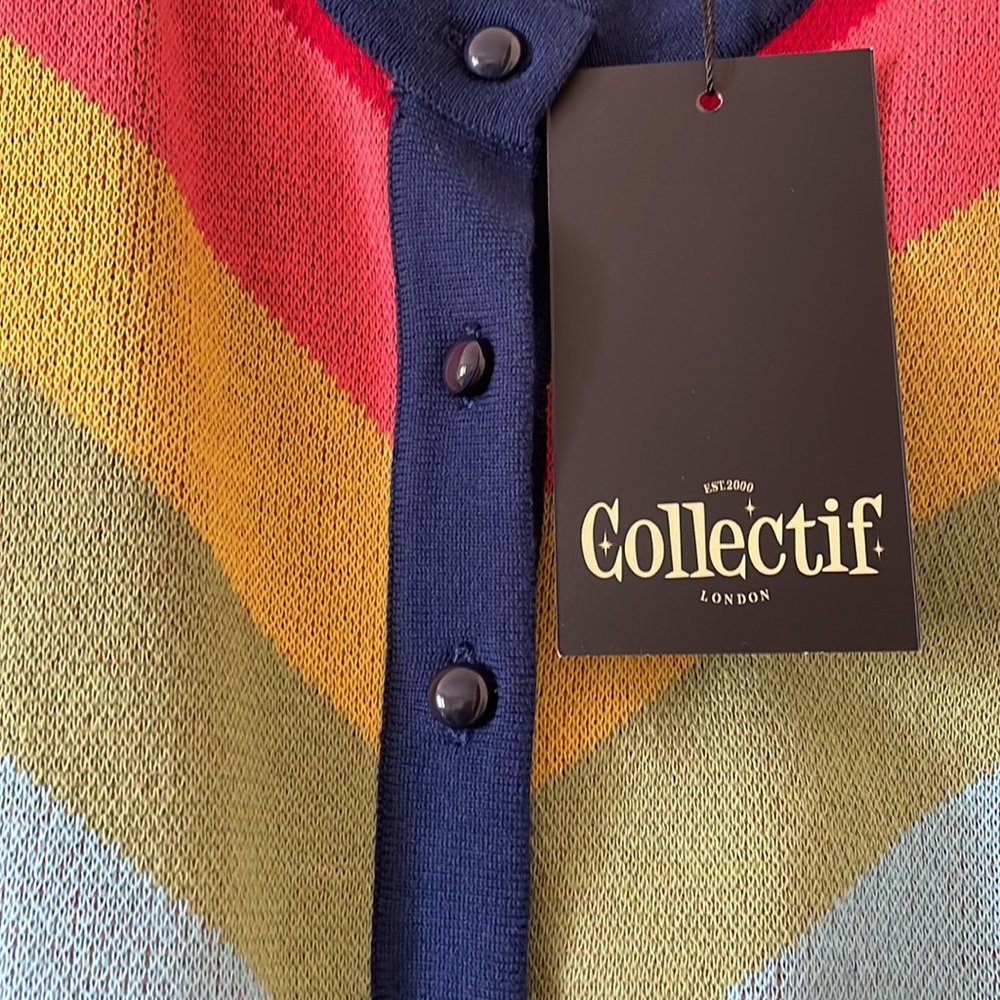 NEW Collectif serenity rainbow 🌈 cardigan pride rockabilly pinup - Picture 4 of 8